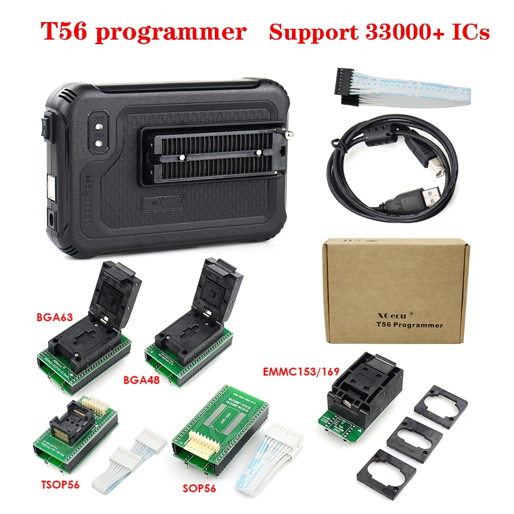 XGecu T56 Programmer 56 Pin Drivers Support 33000+ PIC NAND Flash EMMC TSOP48 TSOP56 BGA Professional Compiler Programming Tools