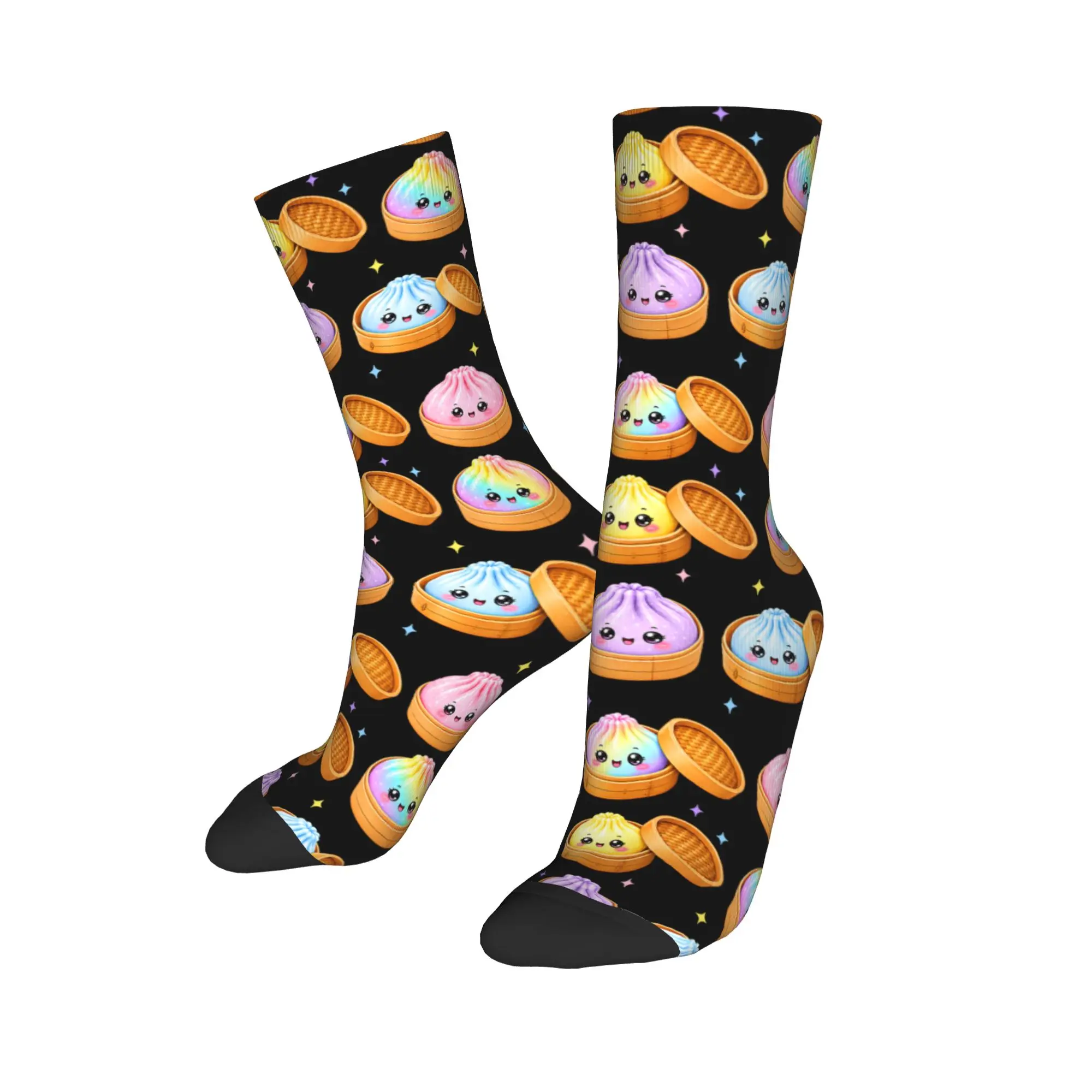 Crazy Design Kawaii Dumpling Cute Pastel Anime Lovers Skateboard Socks  Polyester Middle Tube Socks for Women Men Breathable