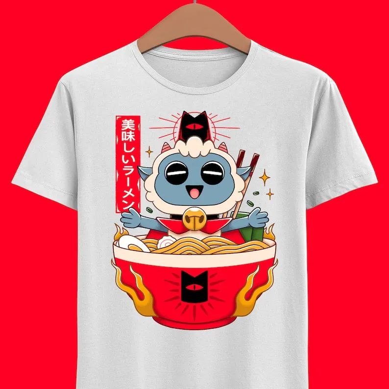 Cult Of Ramen Unisex T-shirt - Cult of the Lamb - Unholy Alliance - Japanese Food Art Gaming Tee