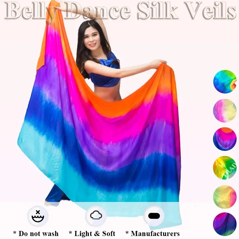 Belly Dance Silk Veil Custom-made China Hand Dyed Natural Silk Gradient Multi-color Suitable for Daily Dance Clothing Matching