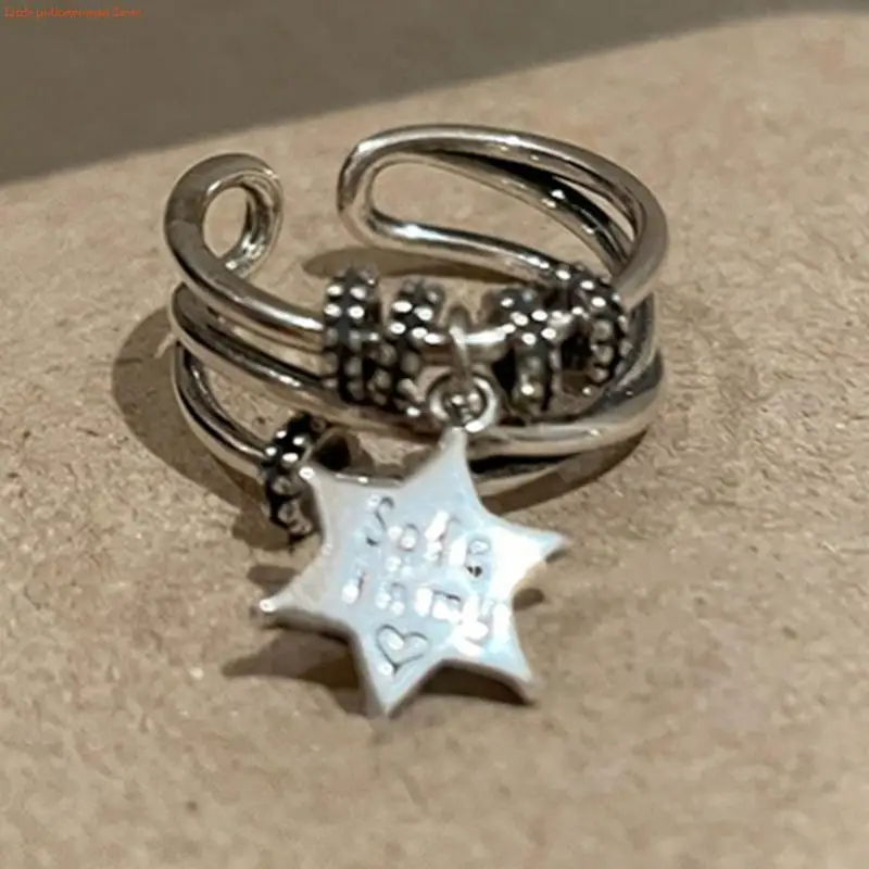 F92D Star Adjustable Finger Rings Alloy Material Open Rings Gift for Women Girls