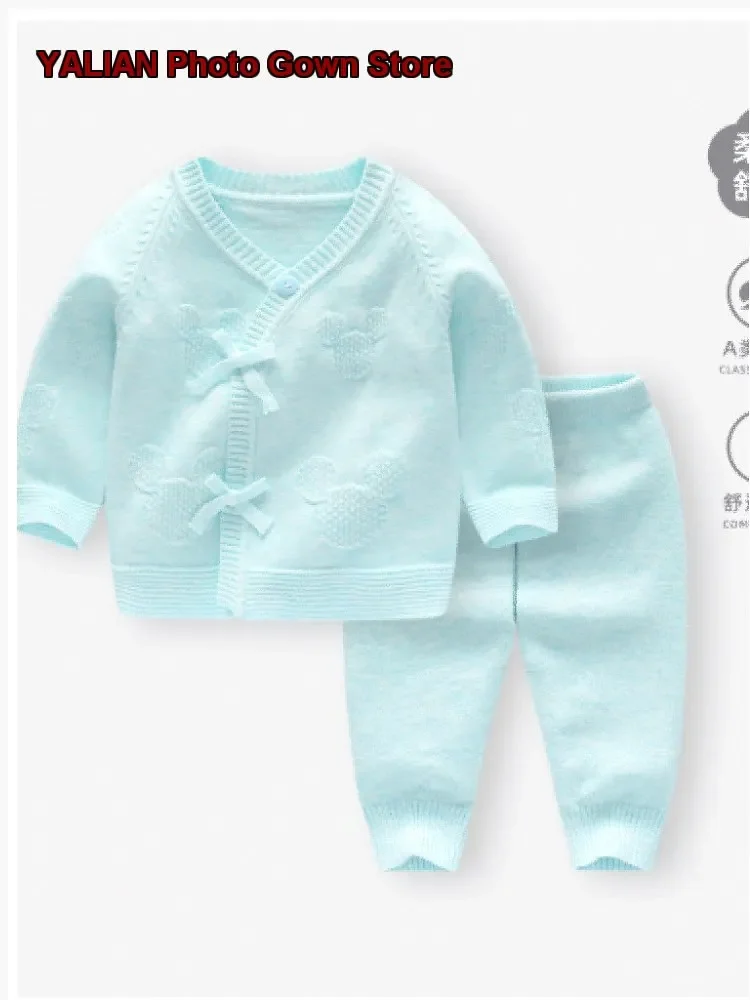 Newborn Spring Autumn Sweater Set Infant 0-3 Months Outerwear Base Layer