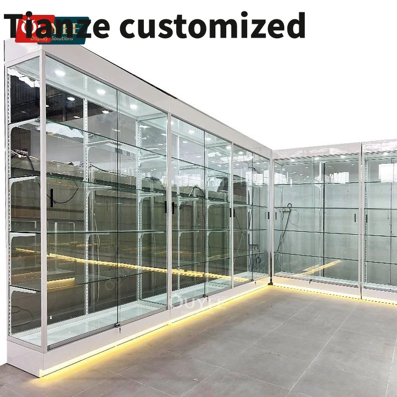 Customized-Factory Wooden Cabinet Decoration Store Fixture Display Glass Display Glass Display Showcases Smoke Shop Show