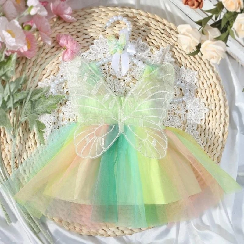 

J15U 1 Set Newborns Baby Headband and Dress Props Girls Mesh Dress and Matching Hairband Elastic Headdress for Photos