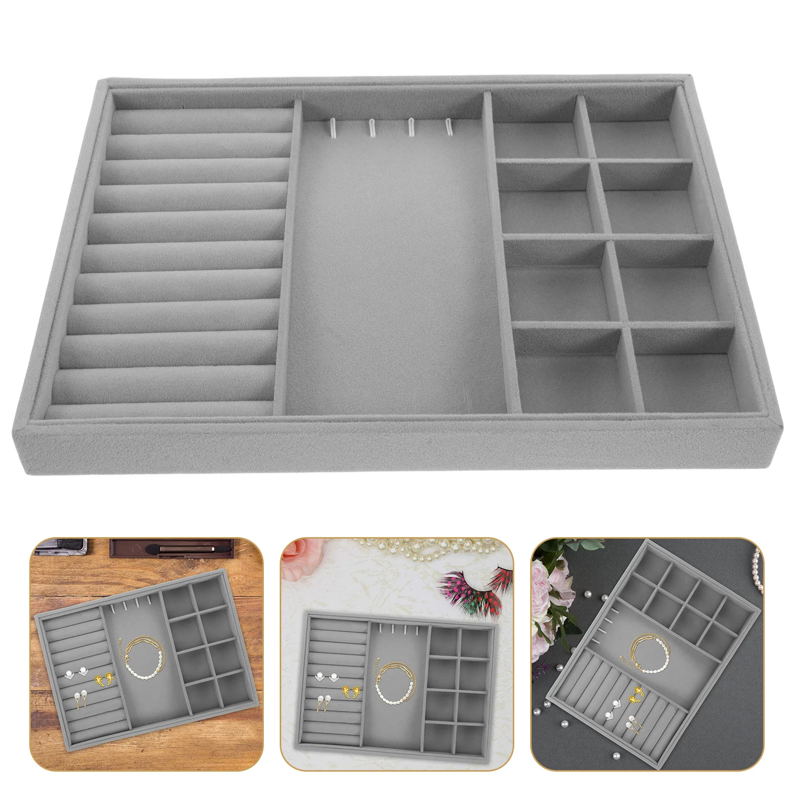 

Vintage Jewelry Box Finger Rack Bracelet Display Dresser Storage Organizer for Women Grey Holder Man