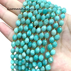 Natural Stone 8x6MM Faceted Rice Shape Amazonite Oval Loose Spacer Beads for Jewelry Making Diy Bracelets Charms Accessories