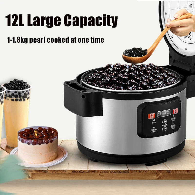 Cocina automática de perlas de Tapioca, olla de cocina de bolas de perlas Boba, olla de cocina de té de leche, olla de caldera de frijol rojo Taro, 12L