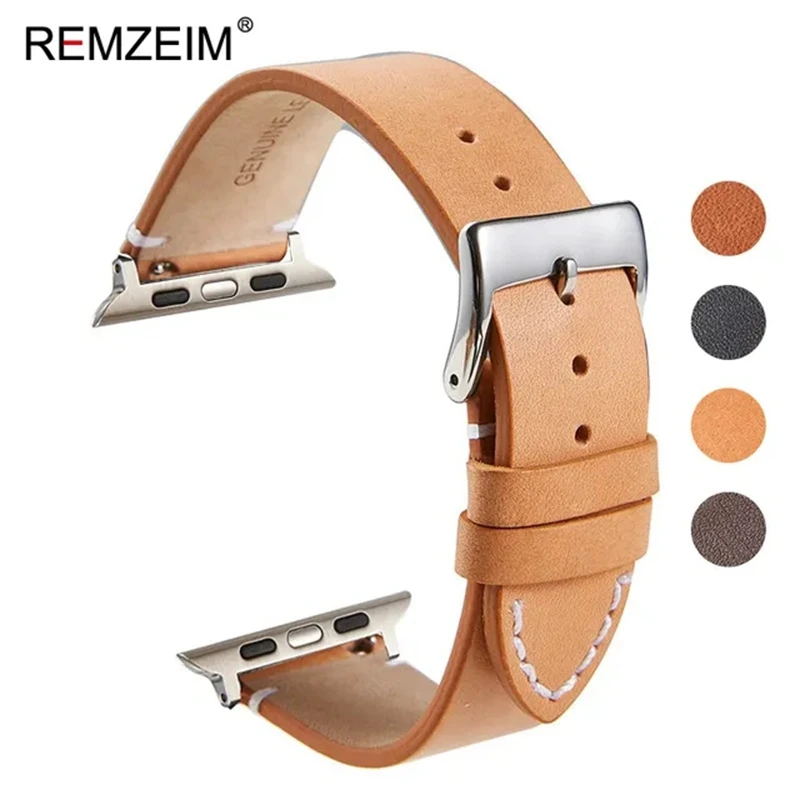 Genuine Cow Leather Strap for Apple Watch Series Ultra 8 7 6 SE 5 4 3 Watchband 38/40/41mm 42/44/45/49mm for iwatch