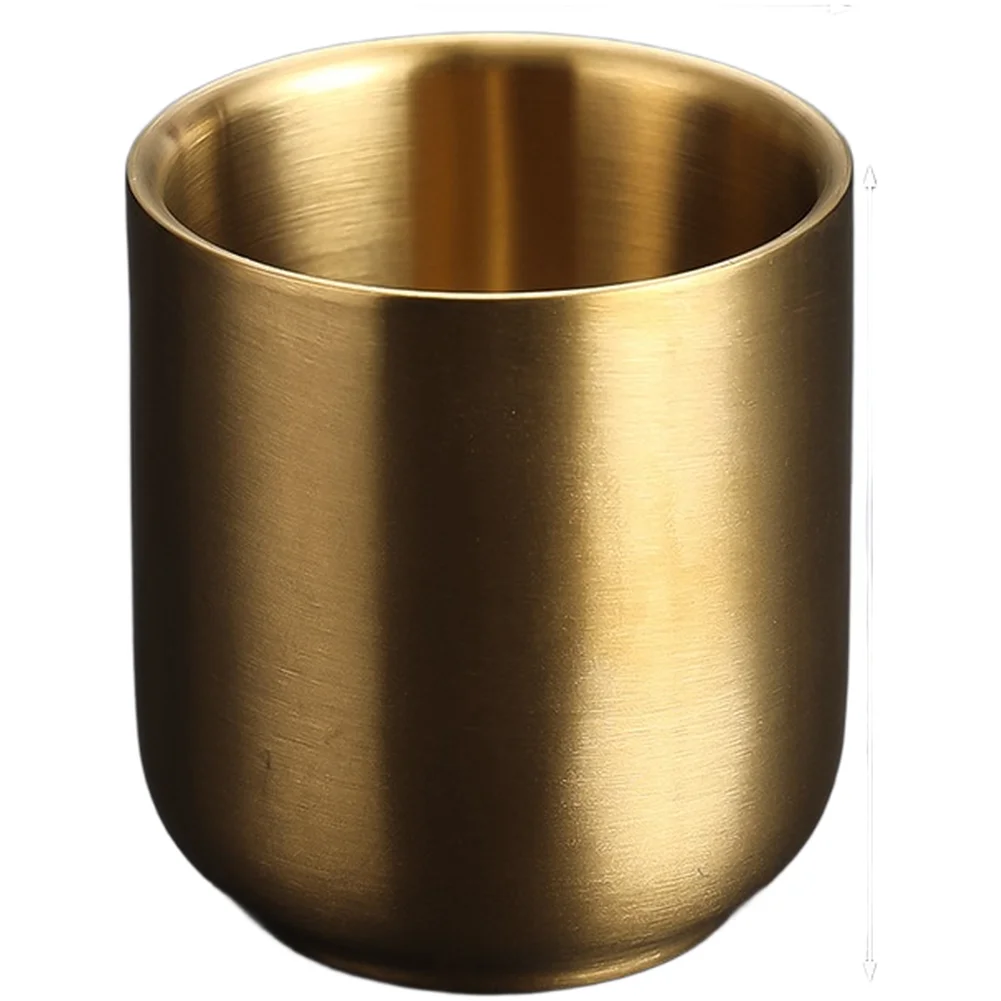Double Layer Vacuum Insulated Tumbler Made of 304 Stainless Steel for For retro Design - Silver Gold Pinkish Red 7.2x8x5cm