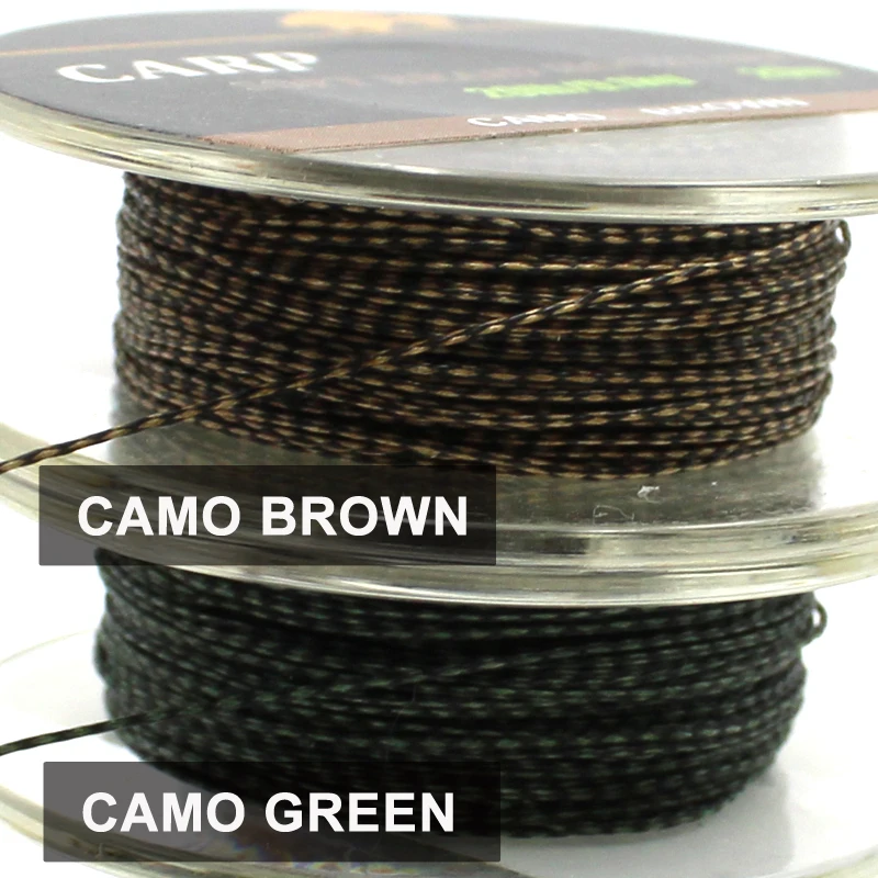 1szt 20m Akcesoria wędkarskie karpiowe Weedy Green / Camouflage Brown Strand Tightly Soft Hooklink Carp Fishing Line Hair Rig Equipment