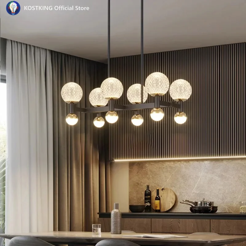 

Modern Glass Ball Chandelier Dining Room Pendant Lamp Lights Indoor Lighting Ceiling Hanging Light Rectangular Pendant Light