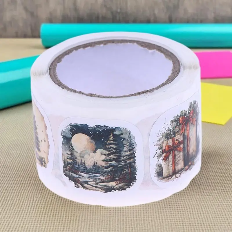 Cartoon Christmas Stickers 250Pcs, DIY Scrapbook Vintage Self Adhesive Luggage Graffiti Decor Decals