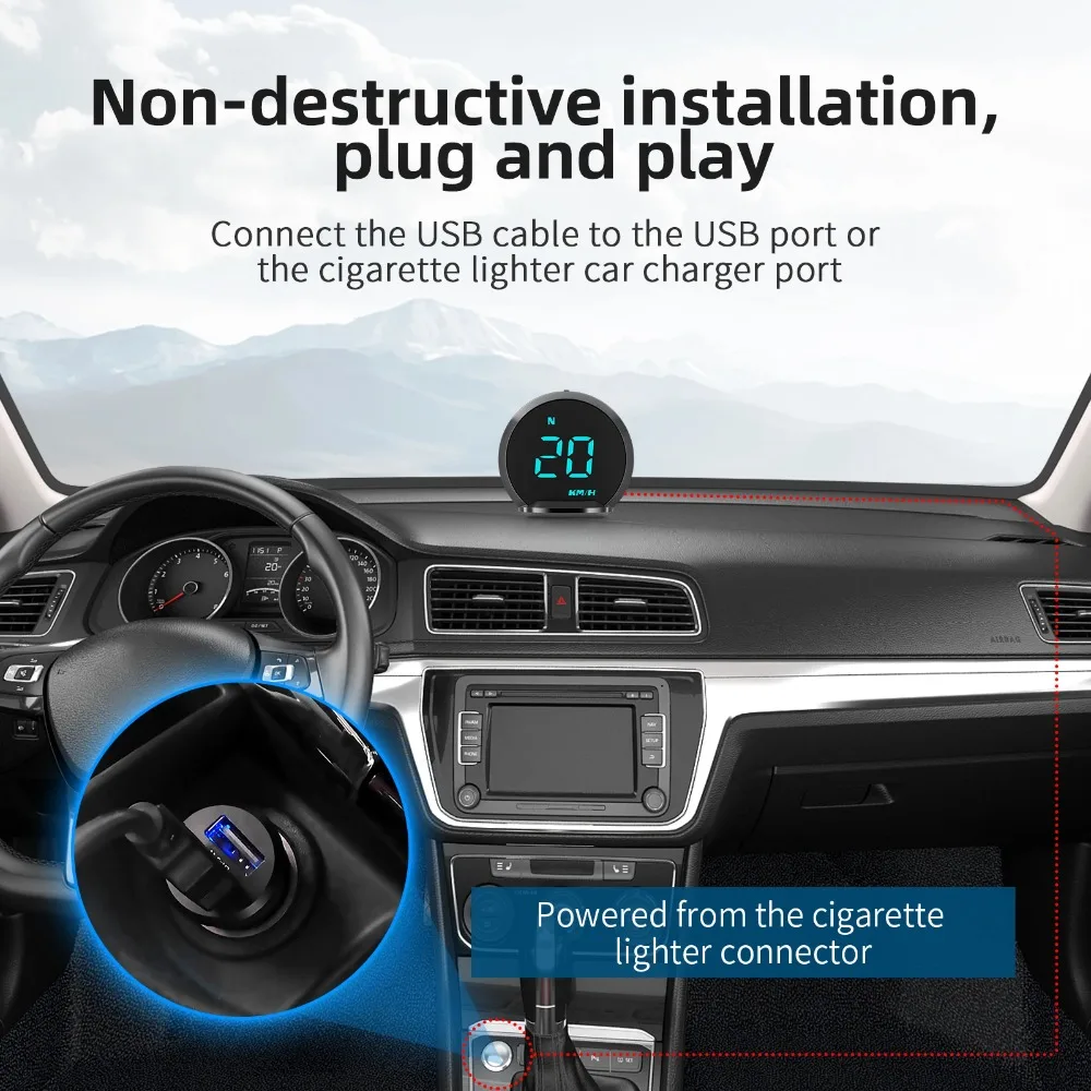 G13 GPS Car Head Up Display HUD Meter 7 Colors Backlight GPS Speedometer KMH MPH With Overspeed Alarm Fatigue Driving Reminder