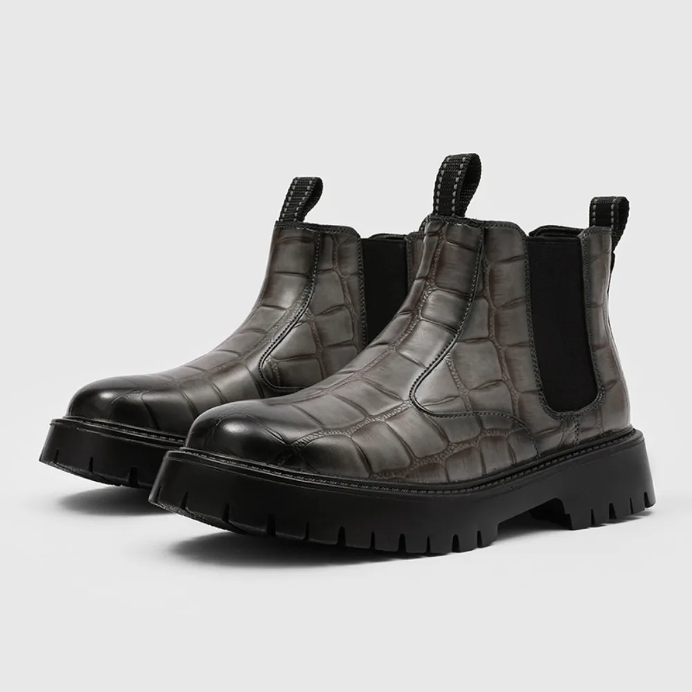 

Thick soled casual men's boots Minimalist British design style Leisure office or business -46 Hot selling fashion leather shoes