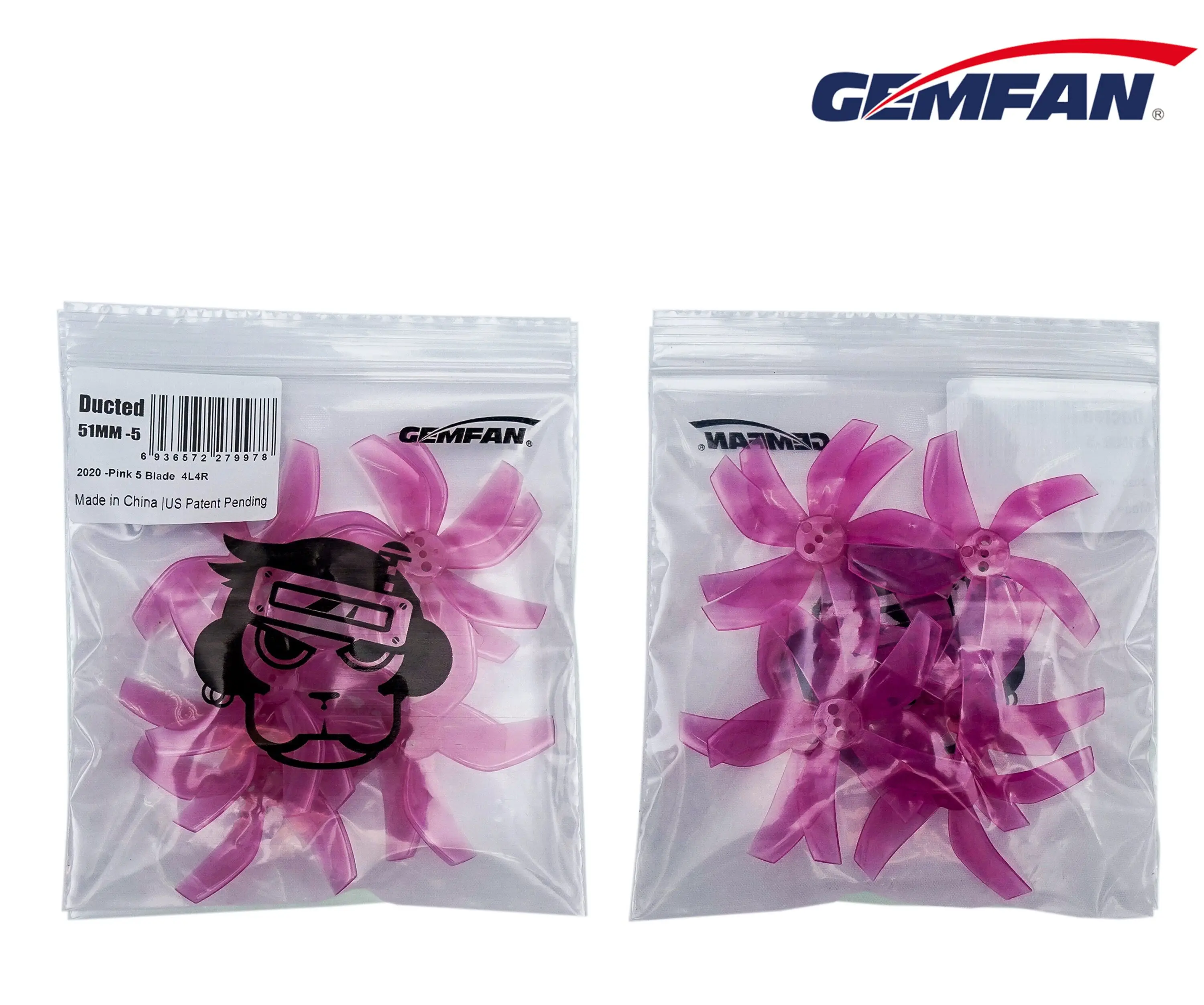 Gemfan D51-5 51mm Ducted 5-Blade Props (4Pairs), 1.9 Pitch, 1.5mm Shaft