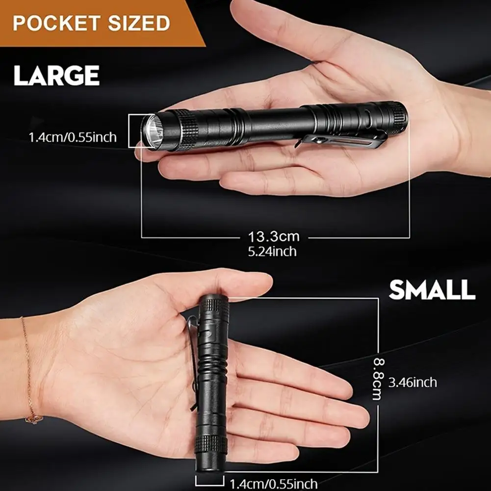 Portable Mini LED Pen Flashlight Waterproof Pocket Torch Handheld Light for Outdoor Camping Hiking Car Repair Emergency Home Use