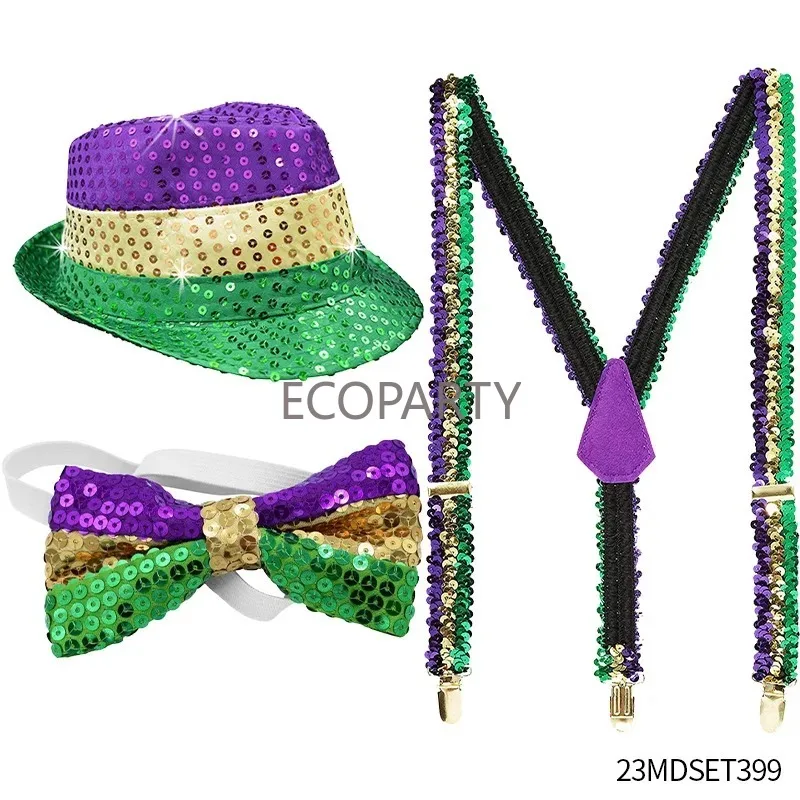 Mardi Gras Costume Accessory Set Skirt Headbands Mardi Gras Beads Socks for Women Party Carnival Women Costume