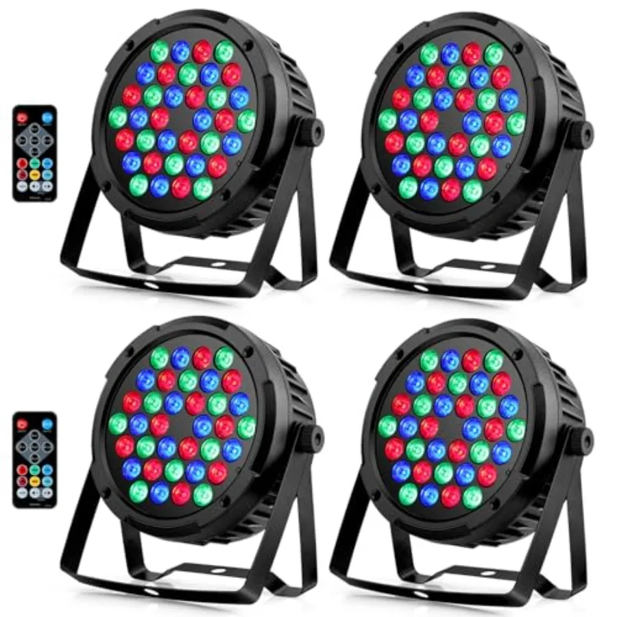 

Светодиодные RGB-прожекторы для сцены (36 LED) - 36 Вт, звукоактивируемые, с различными режимами - дистанционное управление DMX - проводное электрическое питание - для мероприятий, диджеев и музыкальных выступлений