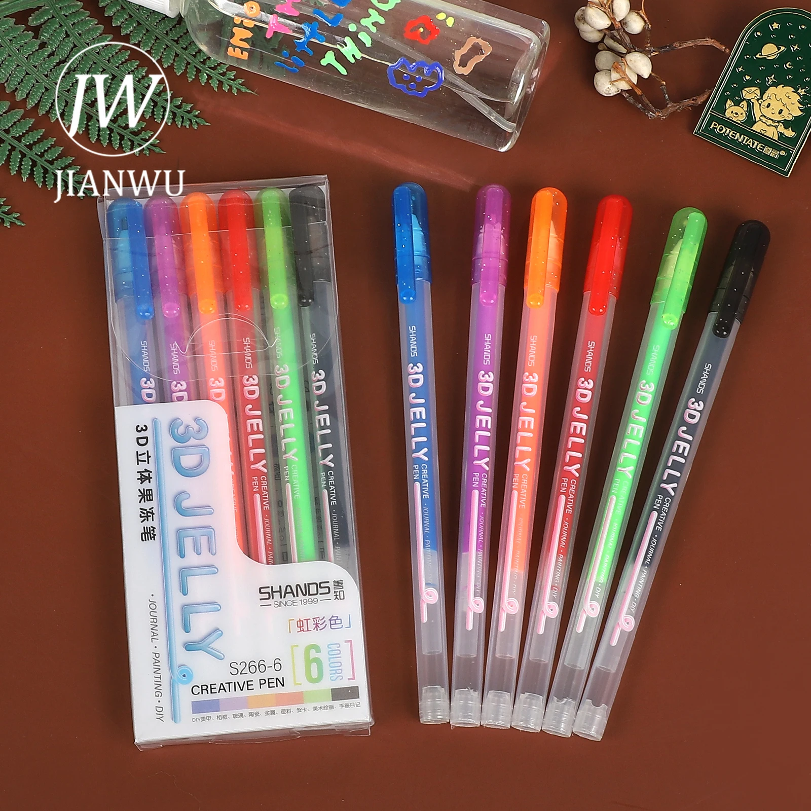 

JIANWU Candy Color Doodle 3D Jelly Pen Highlighter Material Scrapbook Marker Pen Creative Journal Student Supplies Stationery