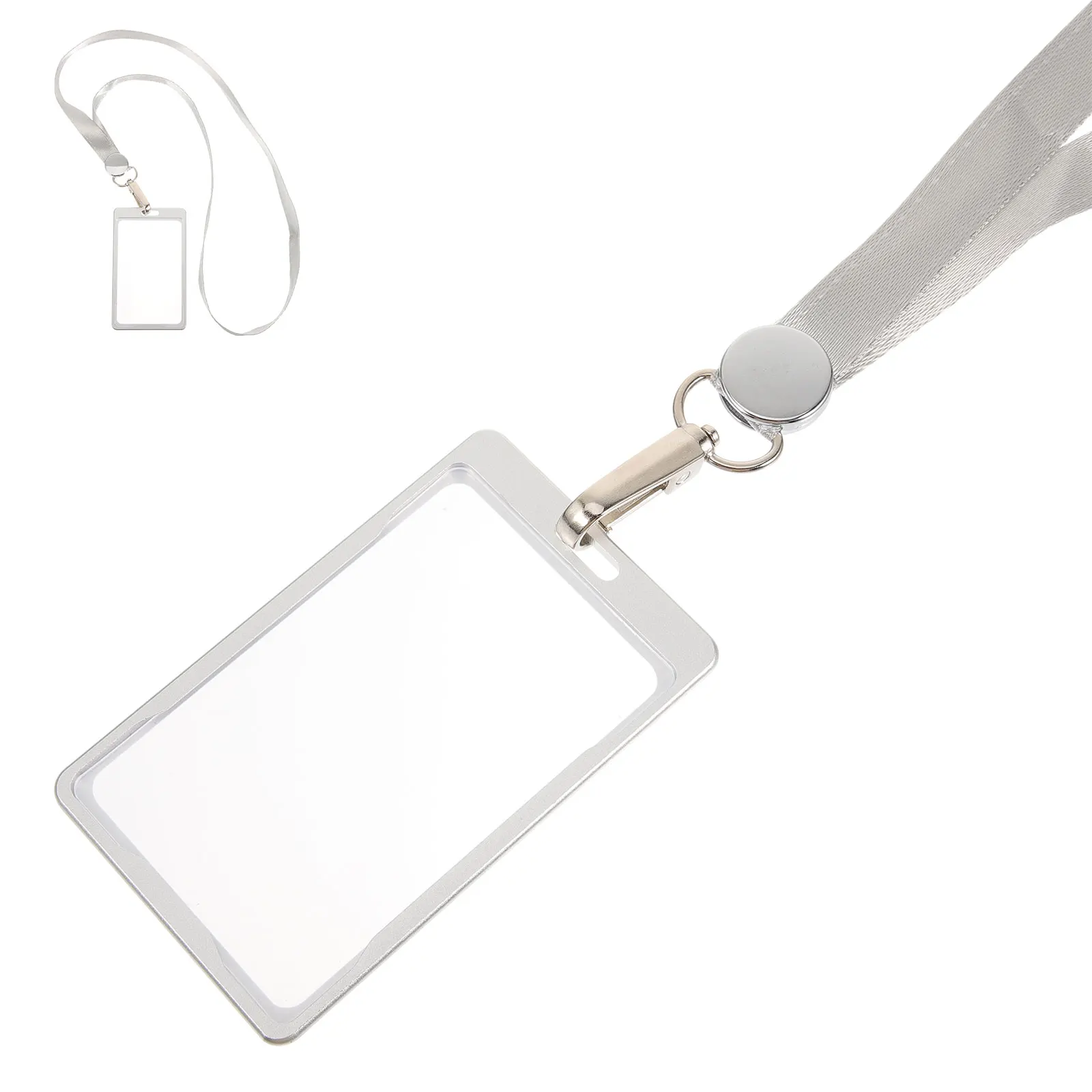 

Metal Badge Holder Clear Card Sleeves Aluminum Protector for ID Credit School Office Library Cards Lightweight