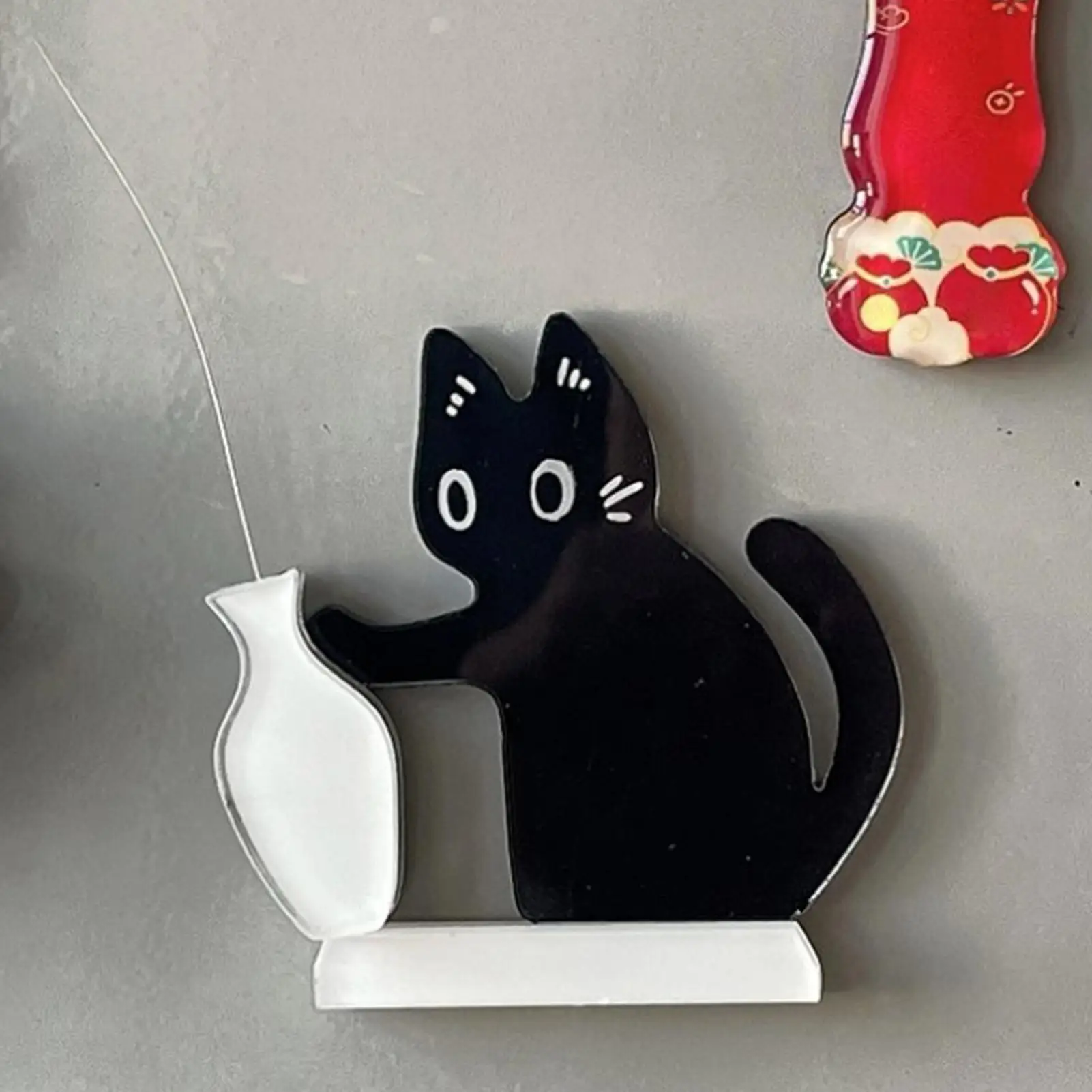 Caja Conmemorativa para Gatos Negros - Recuerdo de Pelo de Gato con Imán para Refrigerador, Decoración PushDesign para Amantes de los Gatos, Regalo de Confort por la Pérdida de un Mascota
