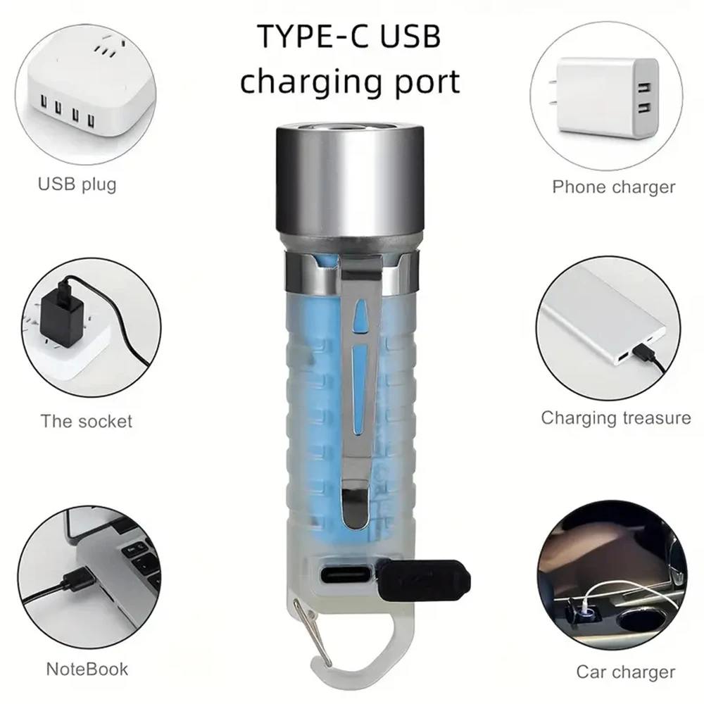 Bright Small Palm Mini COB Flashlight Usb Rechargeable Portable Clip Child Pocket Torch Hiking Camping Home Work Emergency Lamp