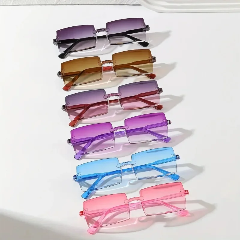 6PCS Rectangle Fashion Sunglasses For Women Men Cute Candy Color Decorative Shades Sun Glasses UV400 Eyewear