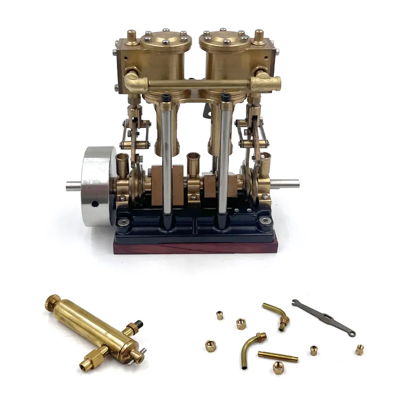 LS2-13s High Torque Twin Cylinder Steam Engine Brass Twin Cylinder Steam Engine Model Toy