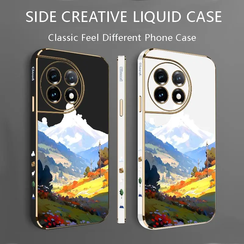 Mountain View Luxury Plating Phone Case For Oneplus 11R 11 11Pro 10Pro 9R 9RT 10R 10T 9 9Pro 8T Ace2 Ace2Pro Ace Ace2V Cover