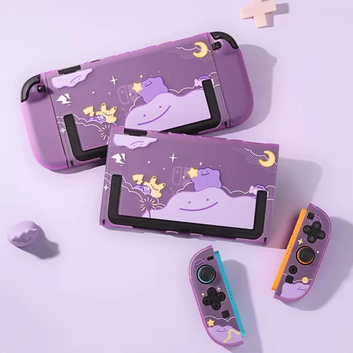 Imagen 2 del producto Funda púrpura serie Switch 2, carcasa protectora de dibujos animados Kawaii para Nintendo Switch 2 NS2, cubierta dura dividida para PC con base