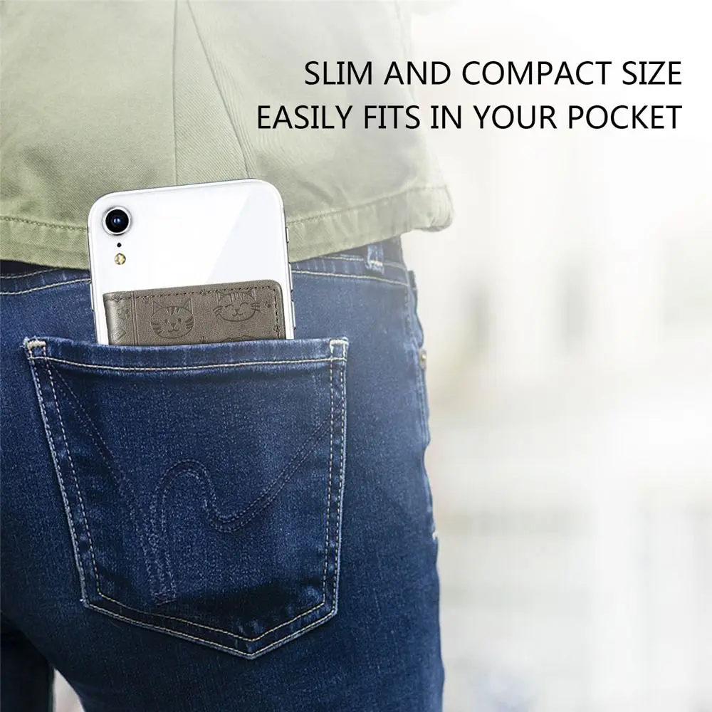 Cartoon Card Case Portable Multi-card Slot Mobile Phone Back Sticker ID Package PU Leather Credit Card Bag