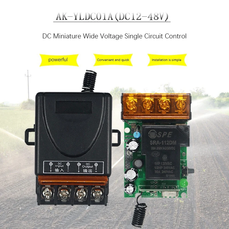 433Mhz DC12-48V Single-Channel Smart Remote Control Switch For Water Pumps, Pumps, Motors, Lamps