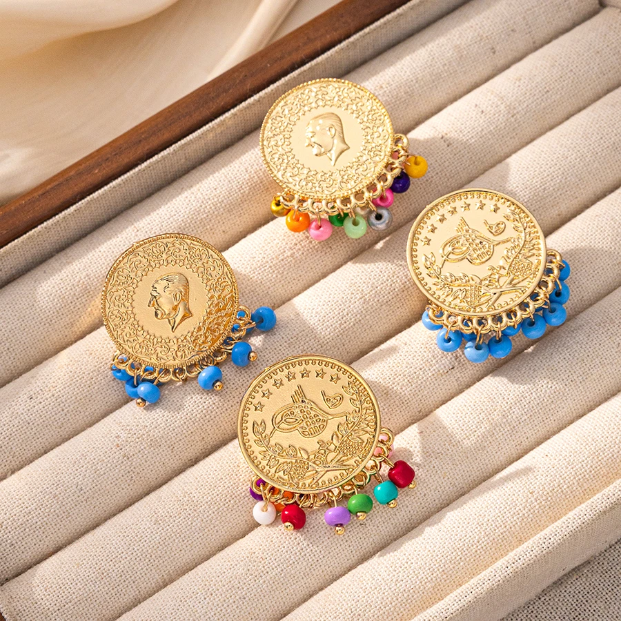 1PC Gold-Plated Adjustable Opening Ring for Women Turkish Kurdish Bride's Arab Totem Middle Eastern Wedding Festival Style