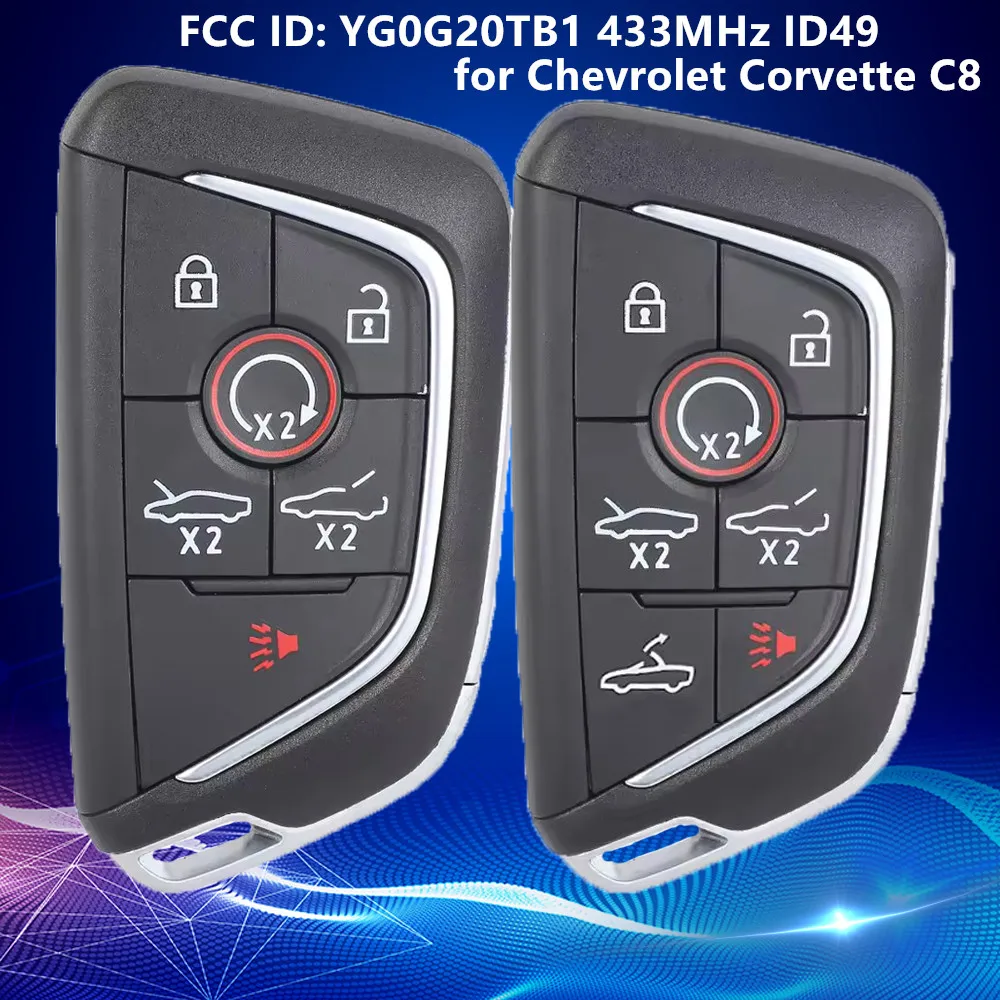 

Сменный смарт-брелок дистанционного управления KEYECU 433 МГц ID49 для Chevrolet Corvette C8 2020-2024 FCC ID: YG0G20TB1