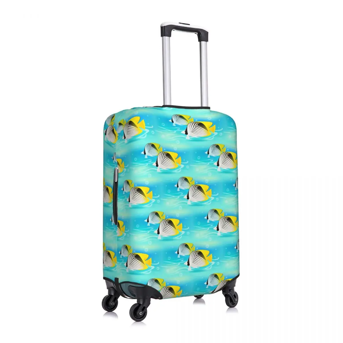 Tropical Butterfly Fish Underwater Pattern Travel Luggage Cover Washable Suitcase Cover Protector Fit 18-32 Inch