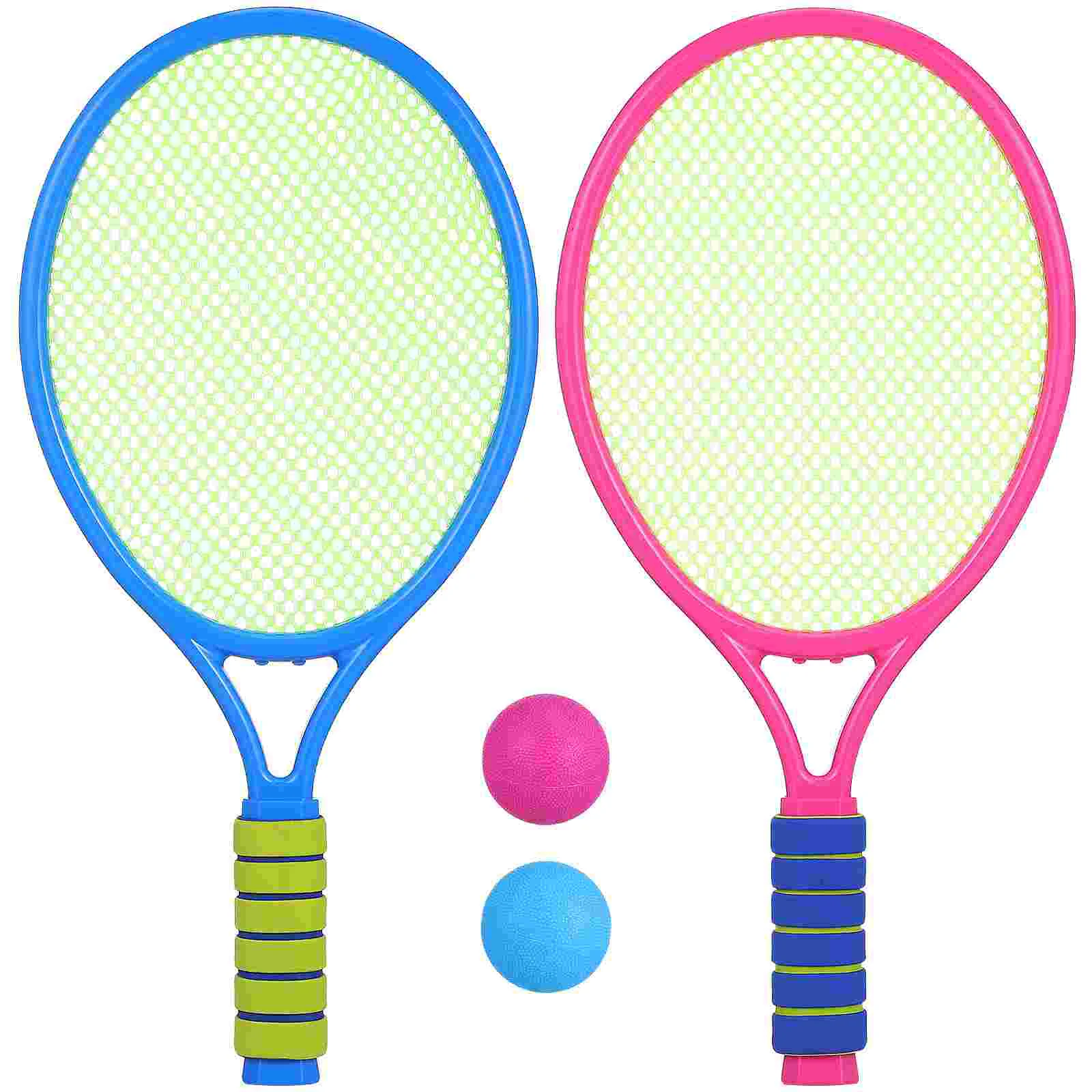 1 Set Plastic Tennis Racket Toy Cartoon Style Racquet Funny Outdoor Activities Toy Practical Fitness Equipment Supplies for Kids