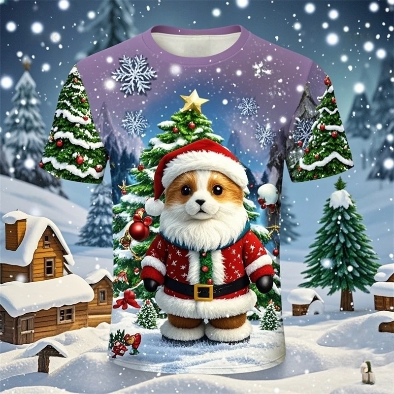 Santa Claus Tshirt Christmas T-Shirt Short Sleeve Holiday Celebration Clothing Kids Tshirt Men's Shirts Women Y2k t-shirts
