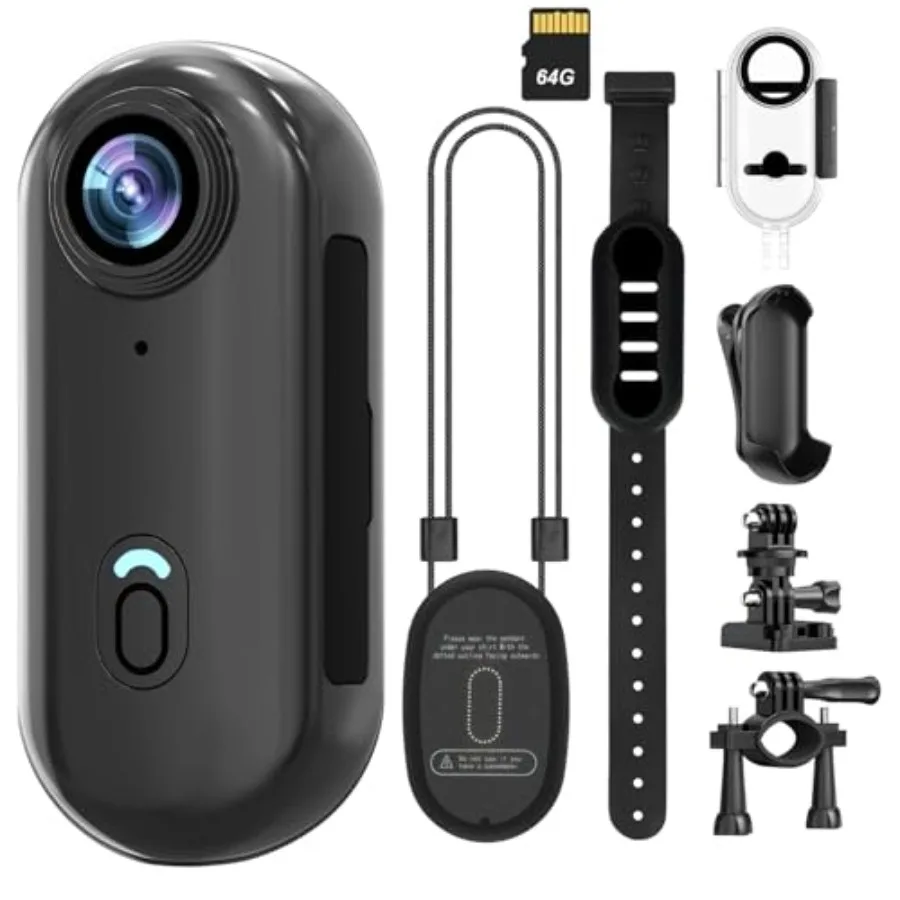 

4K WIFI POV Action Body Camera for cycling, skiing, swimming, walking; waterproof magnetic wearable thumb-size mini bodycam in