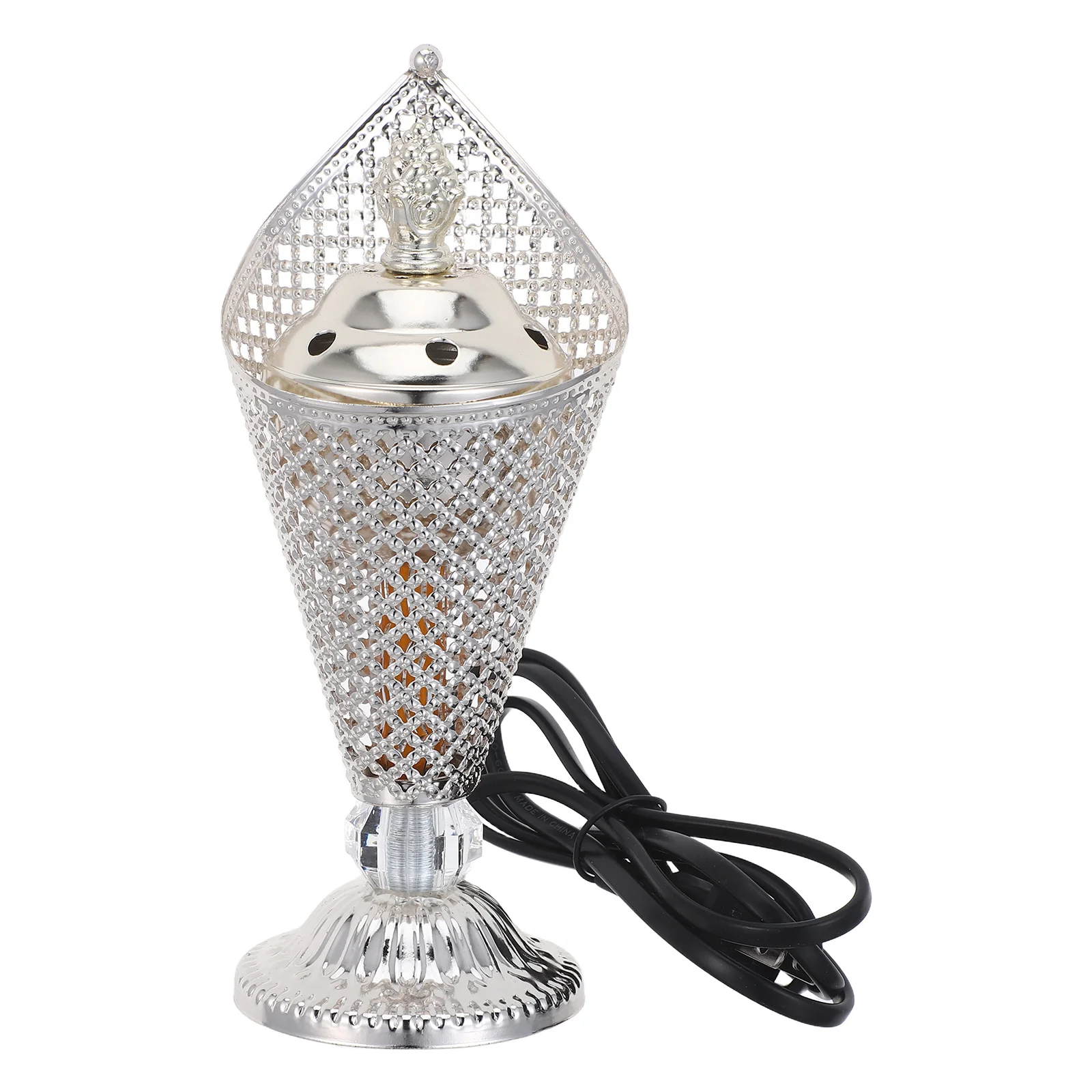 

Electric Bakhoor Burner Silver Plug-In Aroma Diffuser For Oud Frankincense Resin Small Tabletop Incense Heater Arabic Home Decor