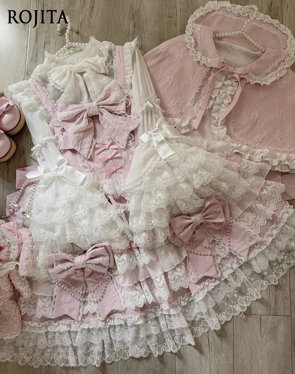 

Original Design Lolita Dress Japanese Style Doll Feel Sweet JSK Strap Dress and Shirt Two-piece Set Women's Clothing