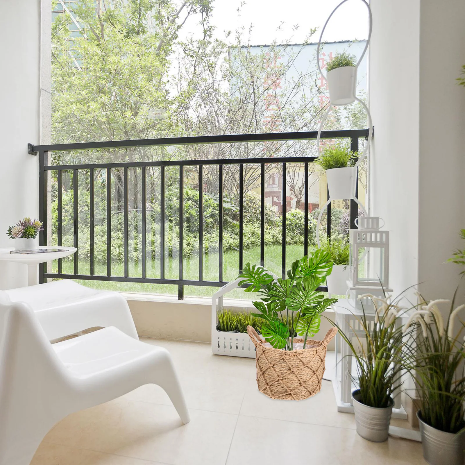 

Woven Storage Basket Planter Straw Polyester Multipurpose Home Decor Gift Woven Planter Basket Plant Baskets Indoor