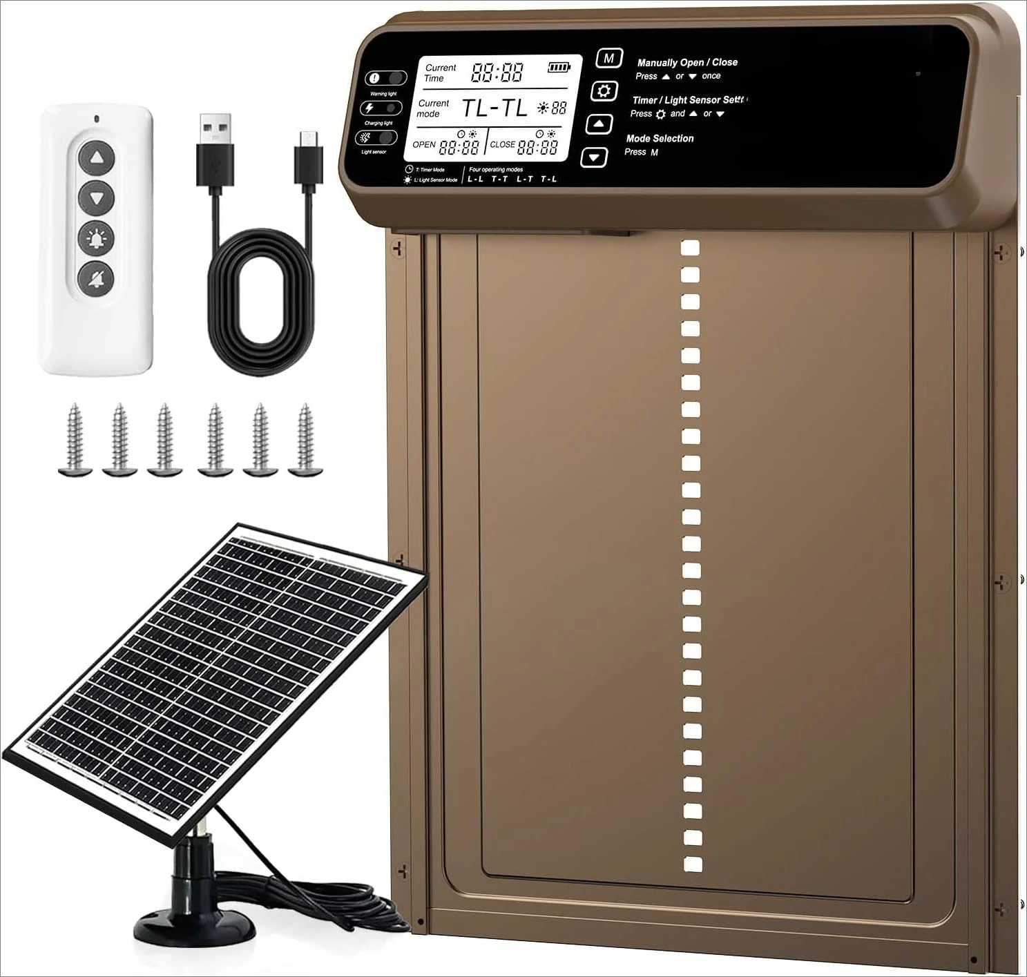 Chicken Door, Solar Chicken Coop Door Anti-Pinch | 20M Remote Control | Higher Capacity Battery | Larger Solar Panel