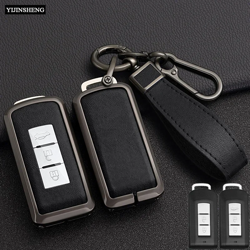 Zinc Alloy TPU Leather Car Key Case Cover for Mitsubishi Outlander Lancer 10 L200 ASX Pajero Eclipse Cross 2 3 Button Remote Key