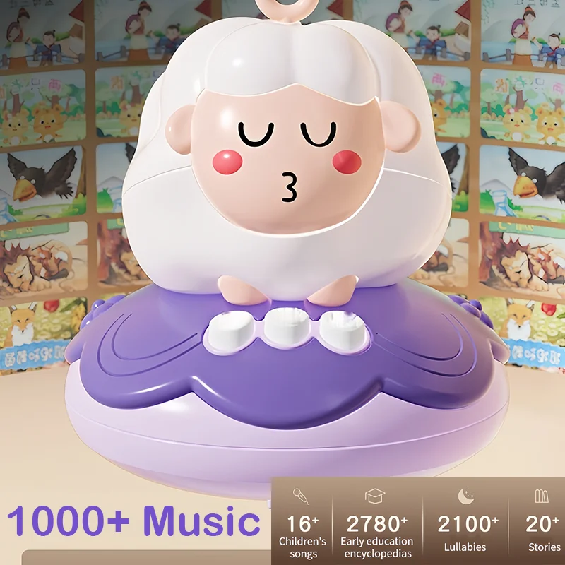 360 °   โมบายดนตรีรูปแกะสำหรับเตียงเด็ก หมุนได้ พร้อมไฟอ่อน ของเล่นติดเตียงเด็ก ปรับความเร็วได้สี่ระดับ ของขวัญสำหรับเด็กแรกเกิด