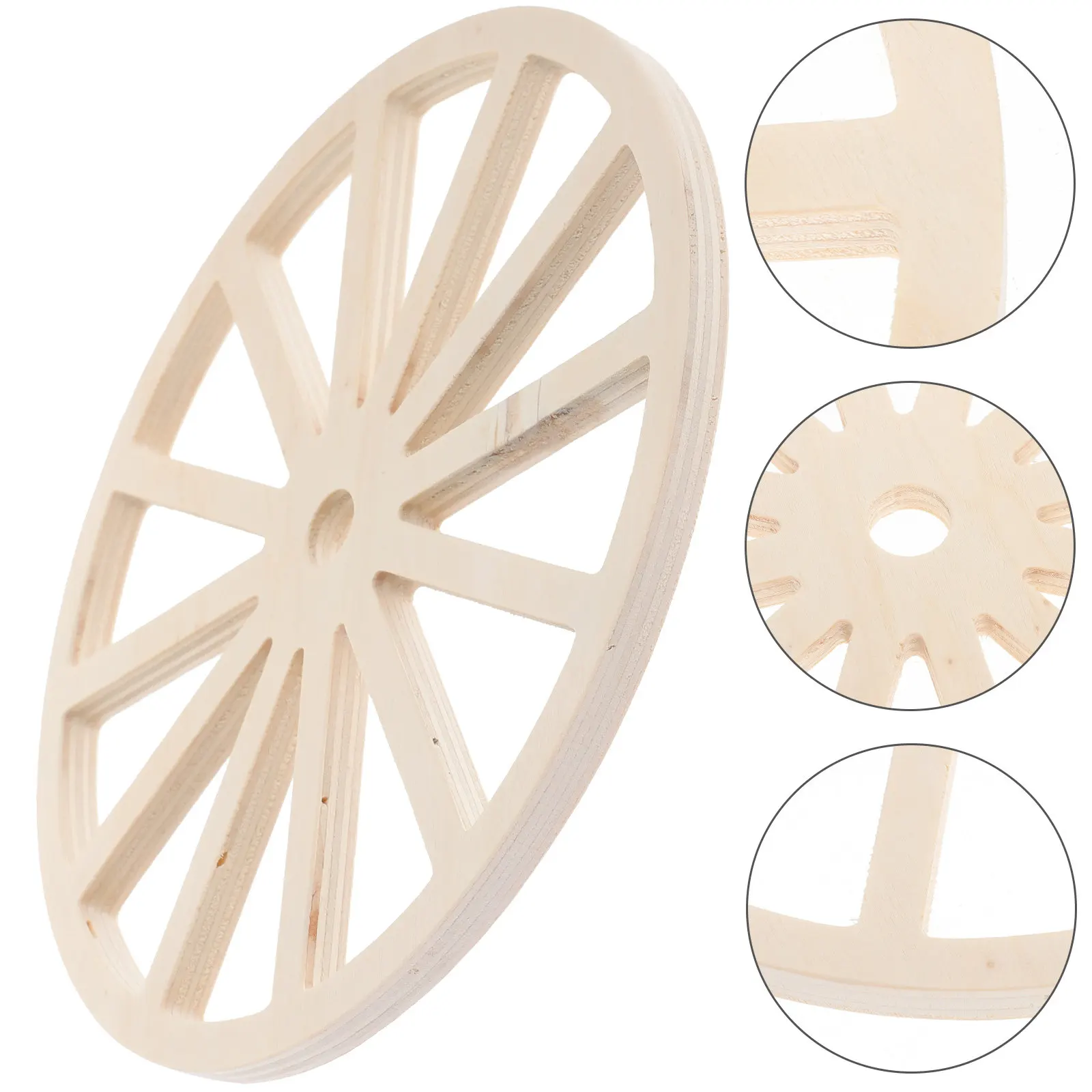 Wood Blank Vintage Wagon Wheel Wall Decor Rustic Wooden Wheel Hanging Decoration for Living Room Home Office Wall Art Decoration
