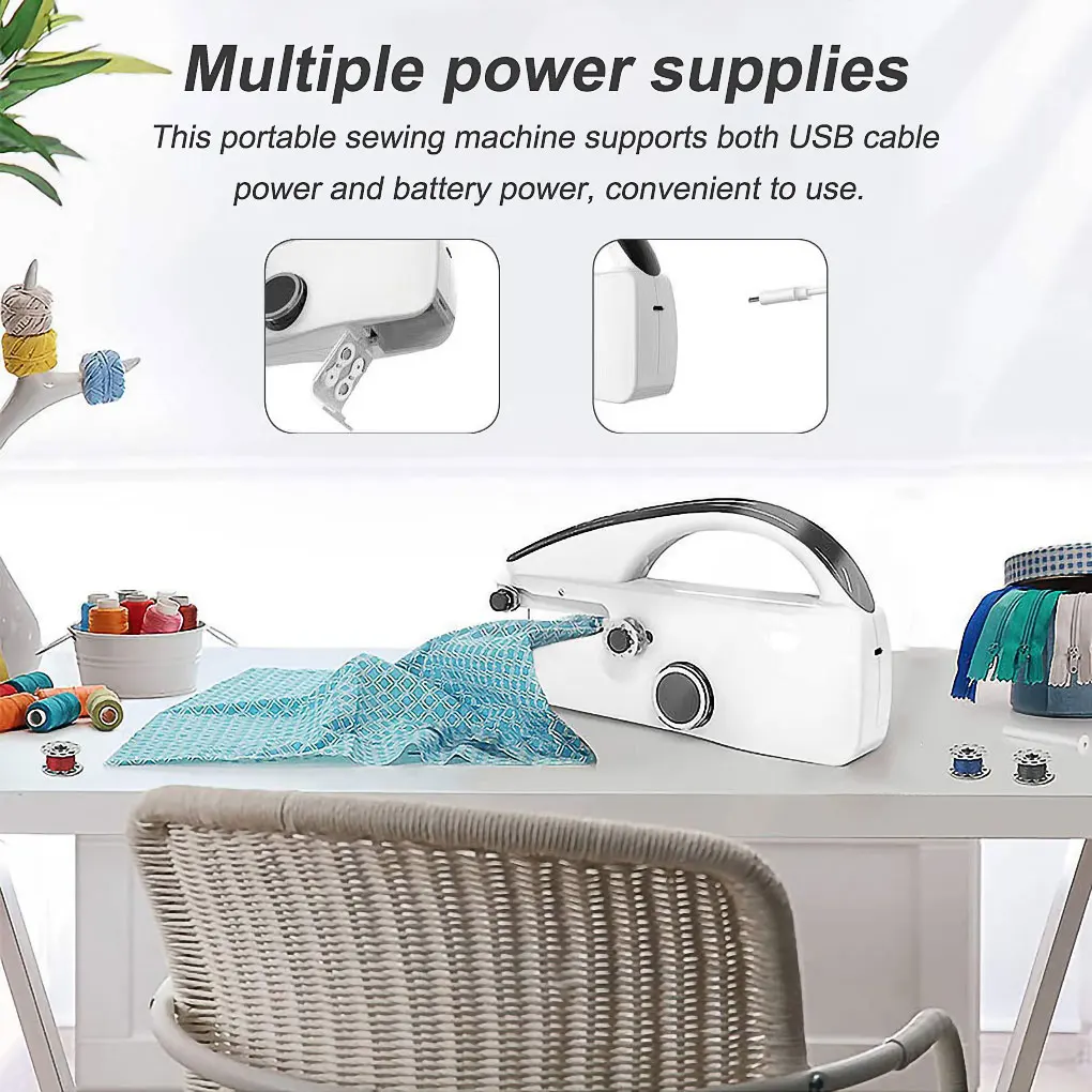 Hot! 1PC Mini Sewing Machine Handheld Mending Machine Plastic 2 Speed Single Thread Stitching Electric Sewing Tools Dropshipping
