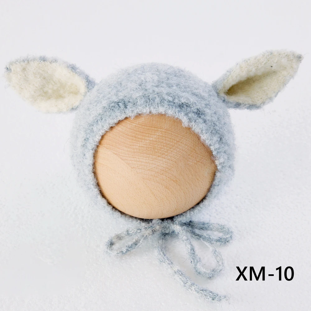 الأبيض الأرنب قبعة الوليد التصوير الدعائم محبوك الرضع فتاة أرنب قبعة الحيوان الوليد بونيه الشتاء الطفل صور الملحقات #2