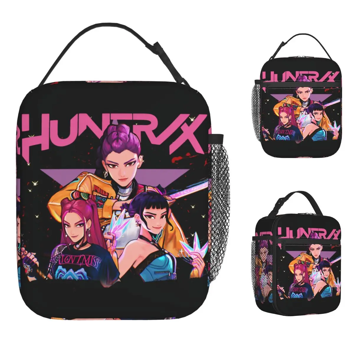 Kpop Demon Hunters Huntrix Girls Zoey Mira Rumi Pop Art bolsa de almuerzo para fiambrera Unisex bolsa refrigeradora Oxford bolsos de mano térmicos