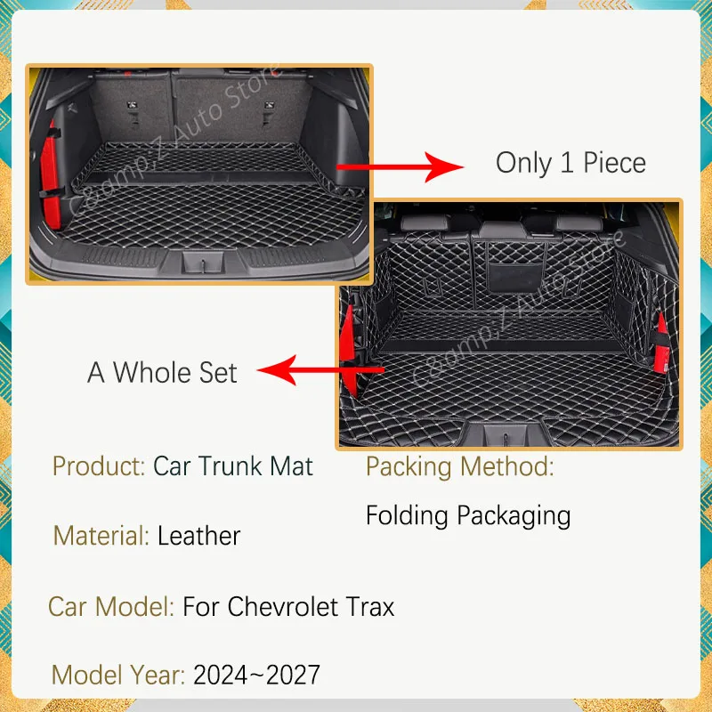 Car Rear Trunk Mats For Chevrolet Trax Seeker MK2 2024 2025 2026 2027 Leather Pad Storage Cover Cargo Liner Rug Auto Accessories