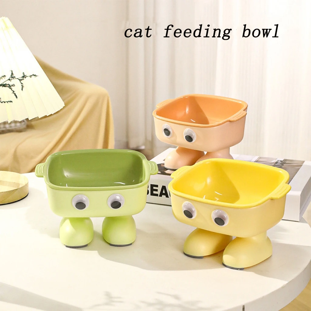 Cute Creative Cat Bowl Tilted Pet Feeding Bowl Large Capacity Anti-suffocation Neck Guard Stable Bottom Anti-slip Pet Supplies